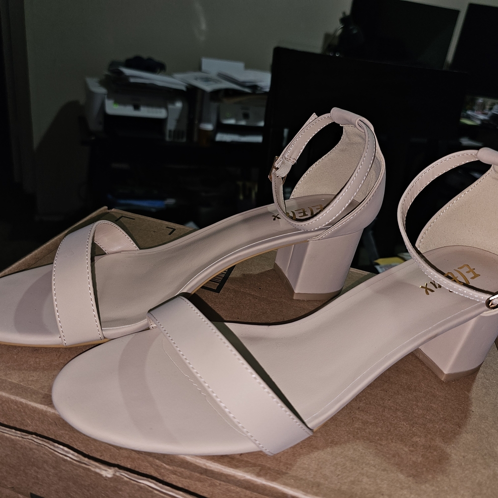 Nude Chunky Strappy Block Heel Sandals with Crossed Straps